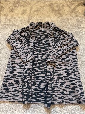 CALIA by Carrie Underwood Black and Beige Animal Print Open Cardigan